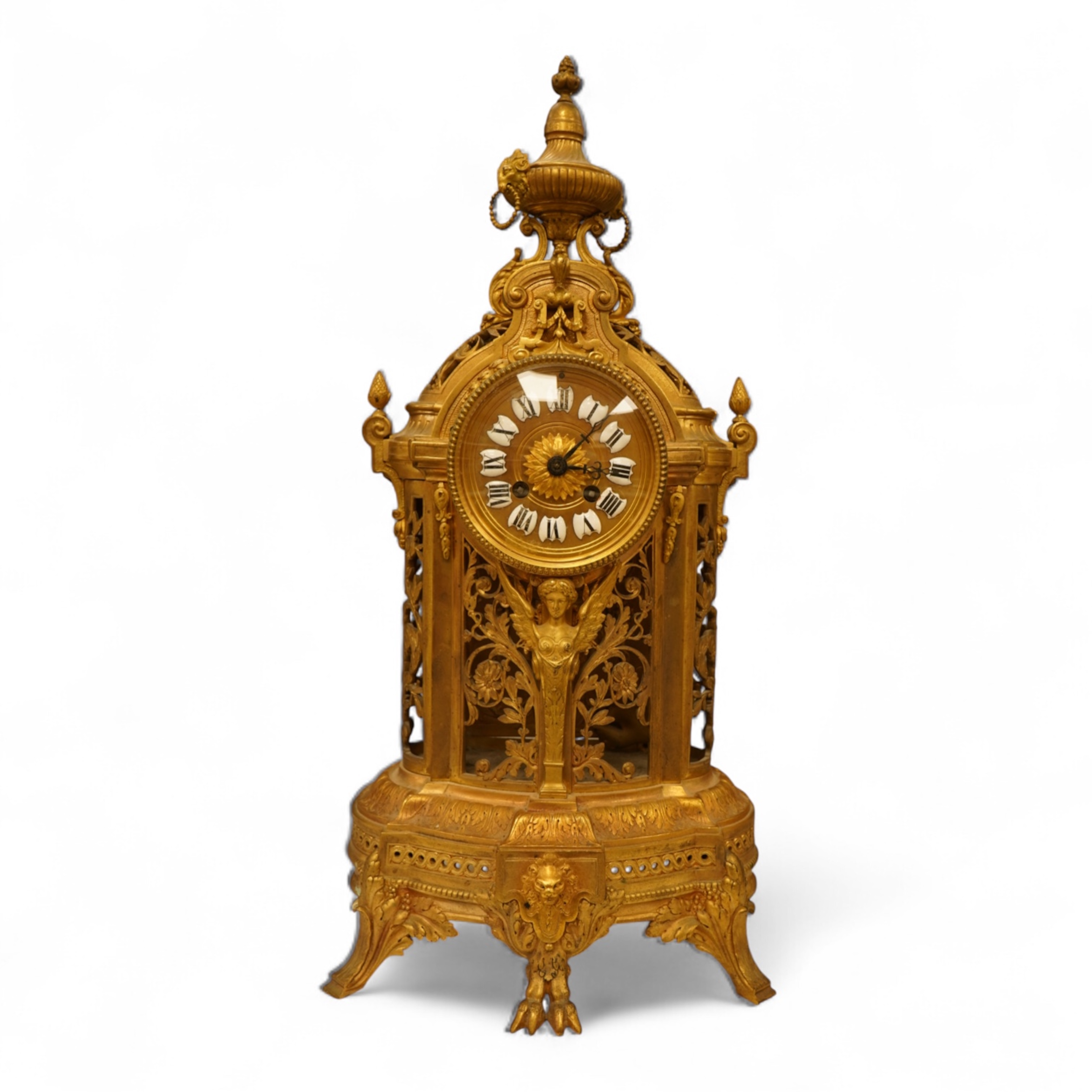 A Louis XIV style ormolu mantel clock, 54cm high